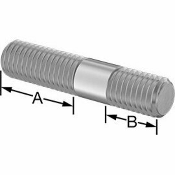 Bsc Preferred 18-8 Stainless ST Threaded on Both Ends Stud 5/8-11 Thread Size 1-1/2 and 7/8 Thread len 3 Long 92997A425